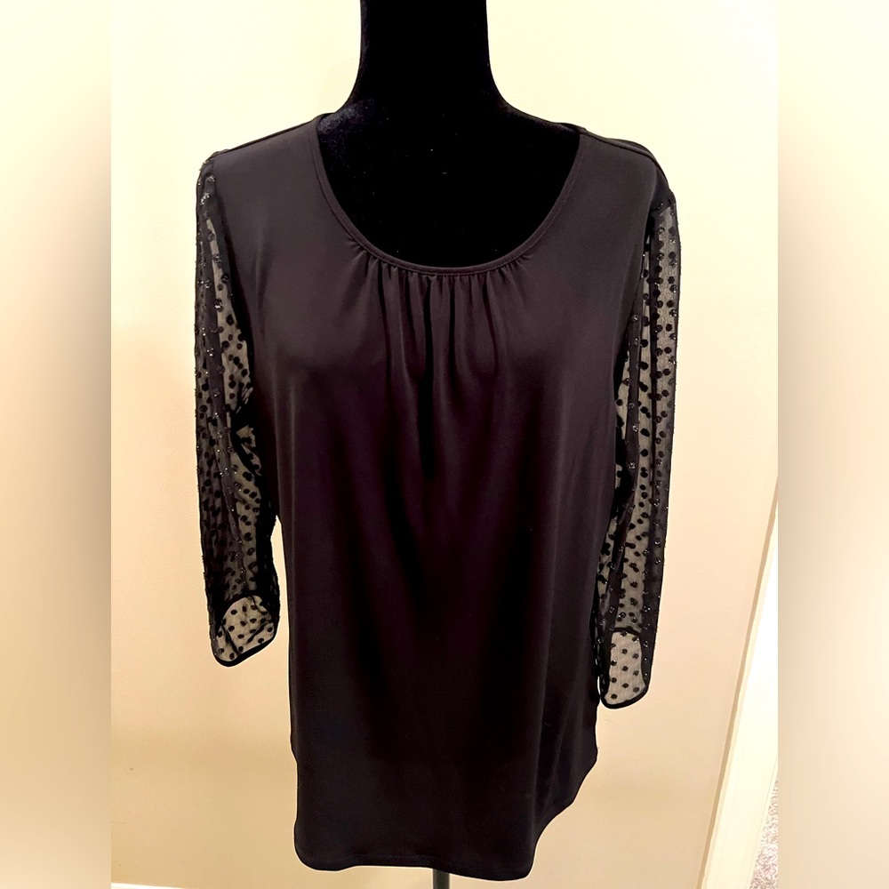 Jasper knit pull over with shear sleeves, size Large